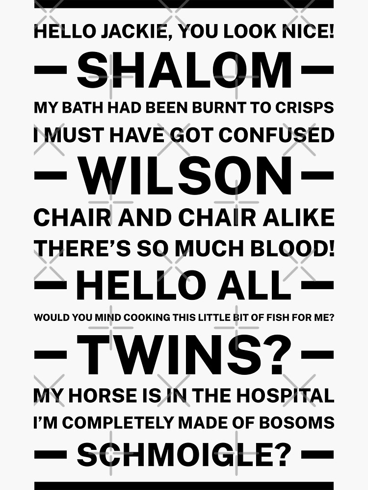 "Friday Night Dinner Quotes" Sticker by Trendelicious Redbubble