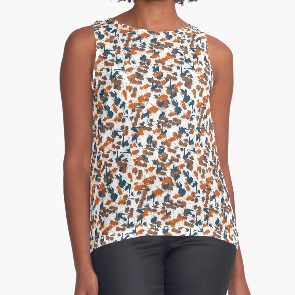 Orange and Navy blue splatter pattern design Sleeveless Top