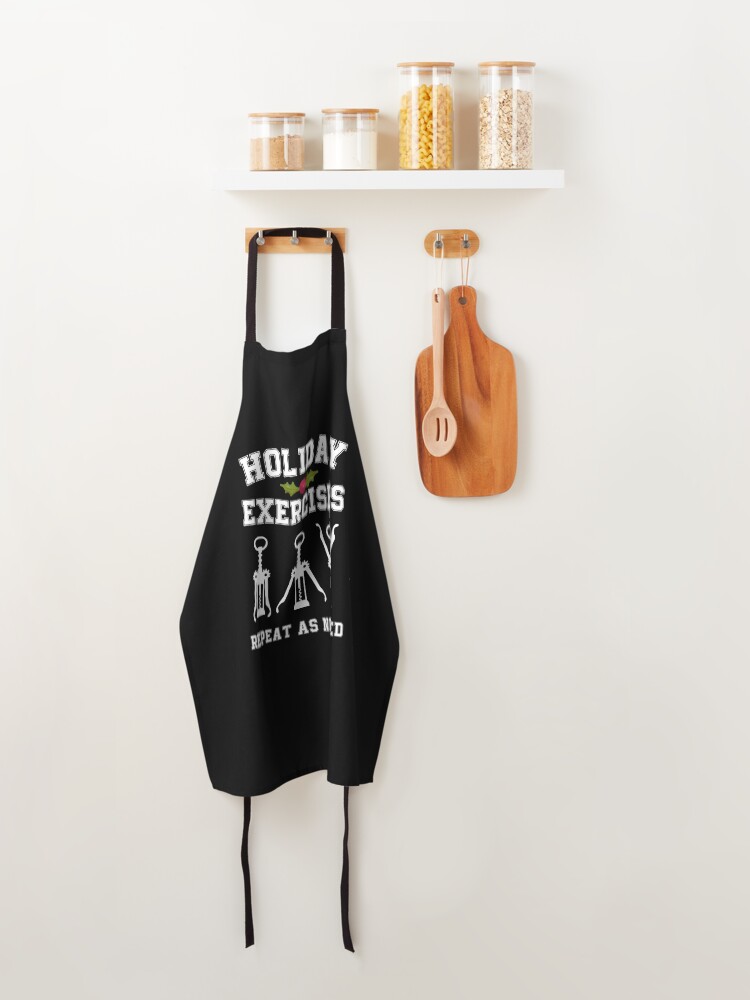 Alternate view of Holiday Exercises Wine Opener Funny Christmas Apron