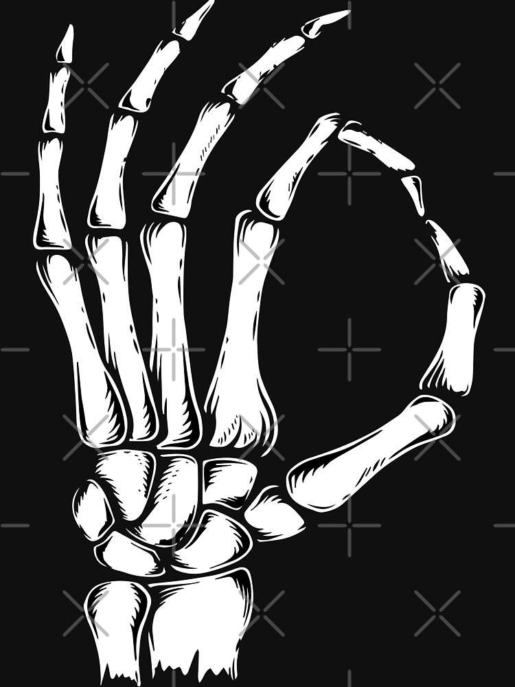 "Rad Skeleton OK Hand Sign Emoji Thumb Art" Tshirt for Sale by