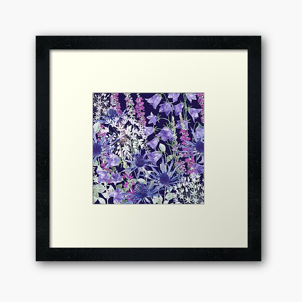 Sea Holly, Campanula, White Alliums & Purple Loosestrife Framed Art Print