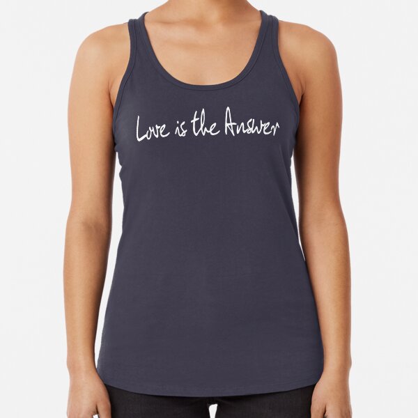 Love Is The Answer - White Print Racerback Tank Top