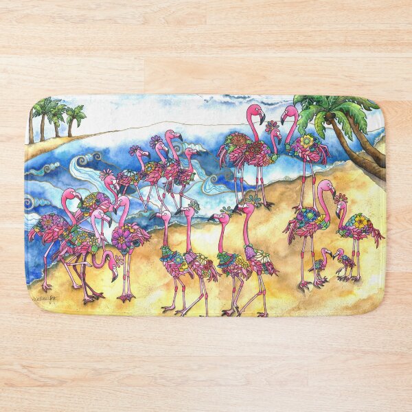 Item preview, Beach Day for a Flamboyance of Flamingos designed and sold by ShelleyYlstArt.