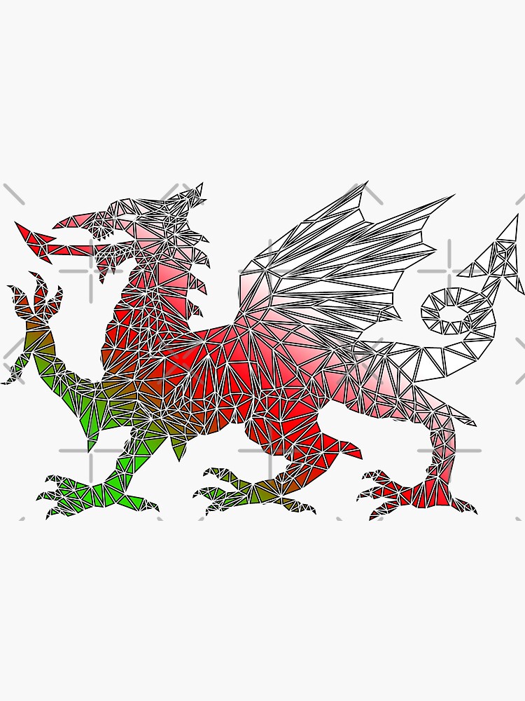 "Welsh Dragon Coloured Shards" Sticker for Sale by Jonrjones Redbubble