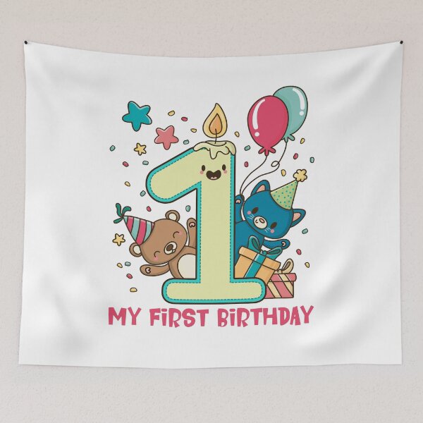 Item preview, Birthday baby - 1st birthday bear and cat designed and sold by Shirt-PJ.