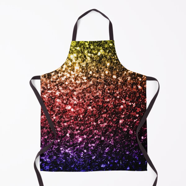 Rainbow yellow red purple faux sparkles Apron