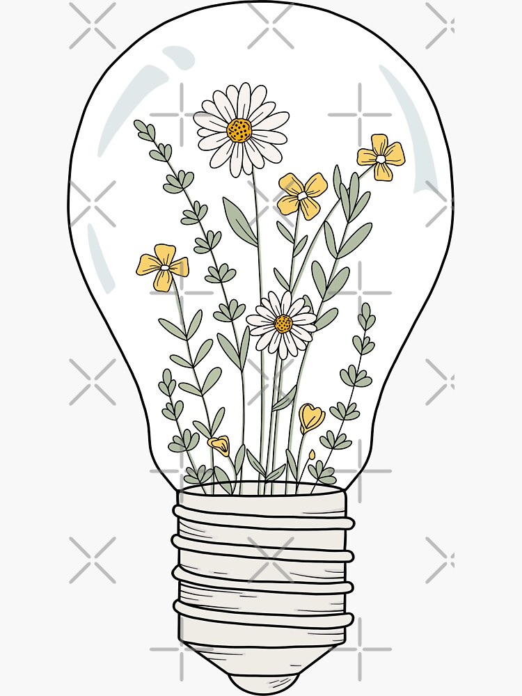 "Light Bulb with Flowers " Sticker for Sale by Jamie Maher Redbubble