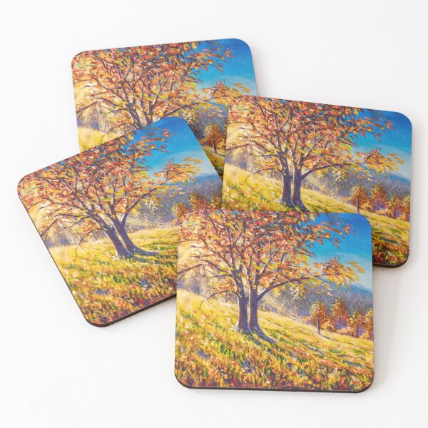 Item preview, Sunny autumn tree in field hand painted painting by Rybakow. designed and sold by rybakowvalery.
