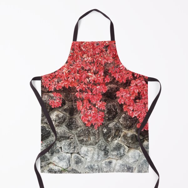 Item preview, Pink red ivy leaves autumn stone wall designed and sold by PLdesign.