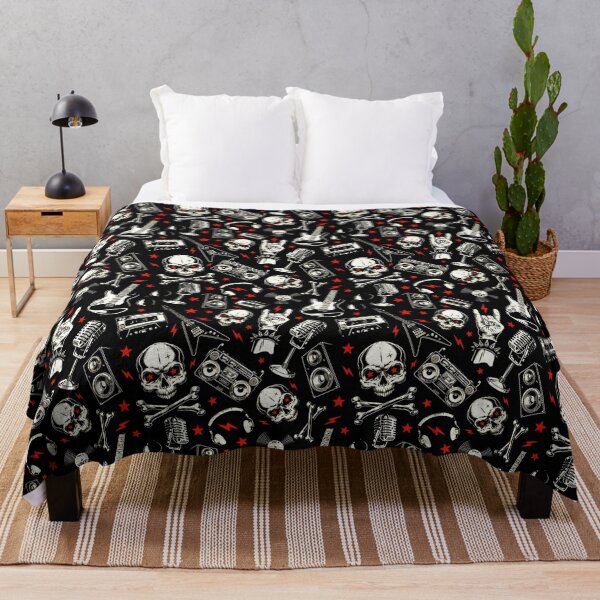 Retro Heavy Metal Pattern Throw Blanket