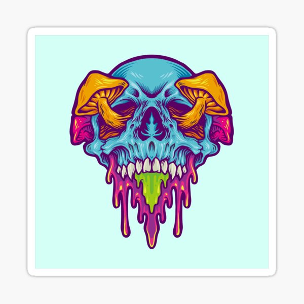 Psychedelic Skull Magic Mushroom Skeleton Ego Death Sticker