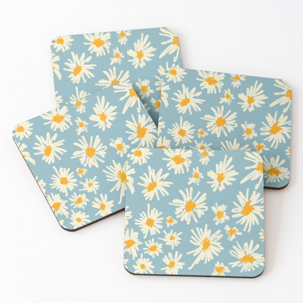 Item preview, Abstract blue chamomile print designed and sold by MyYellowBird.