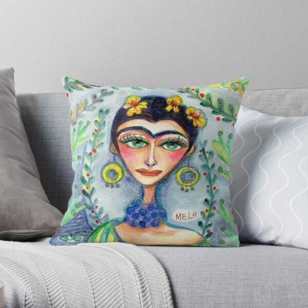 Frida in her Garden Throw Pillow