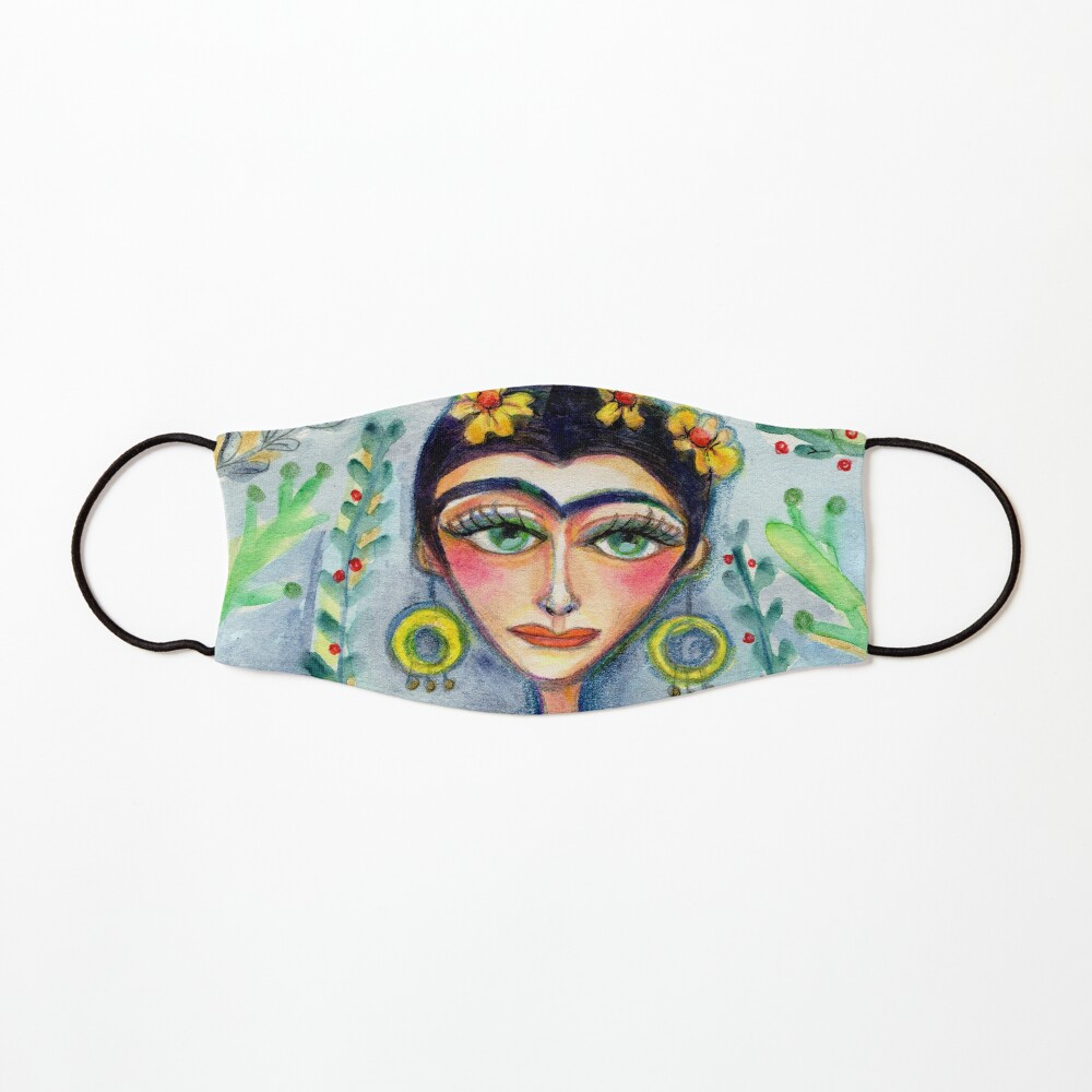Frida in Blue with Flowers and Berries Mask