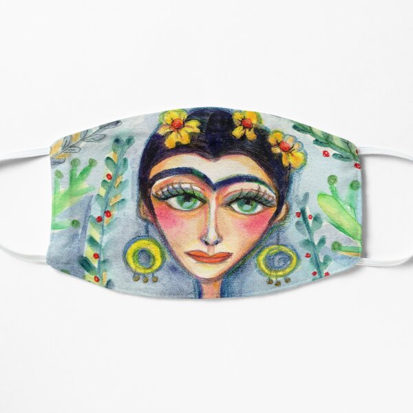 Frida in Blue with Flowers and Berries Small Mask