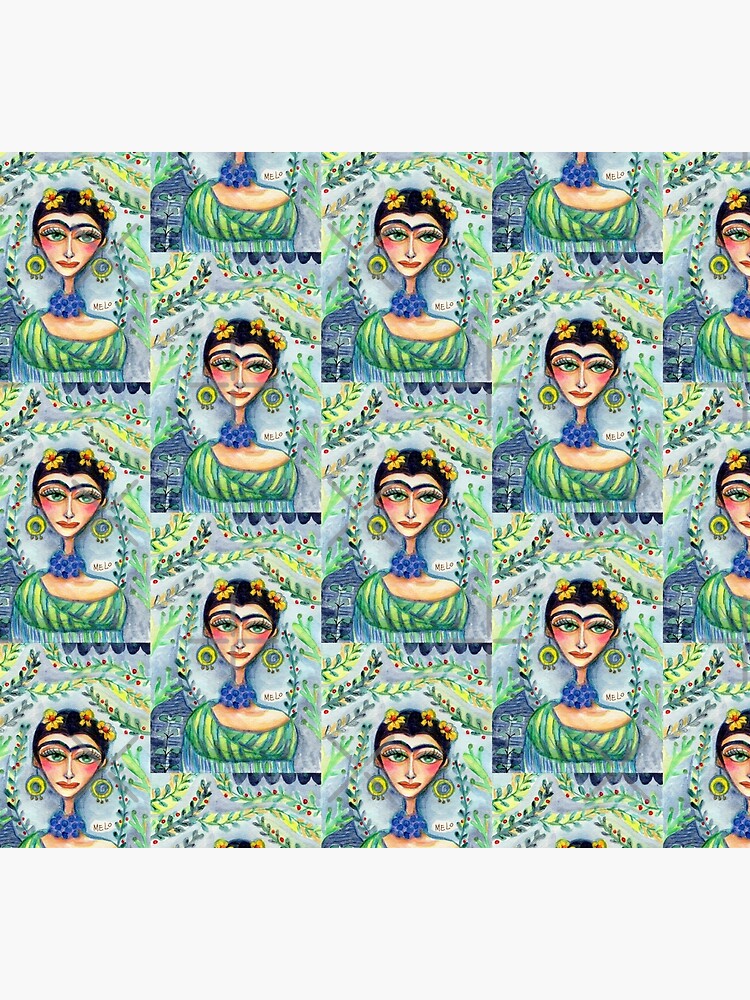 Frida in Blue with Flowers and Berries by meloearth