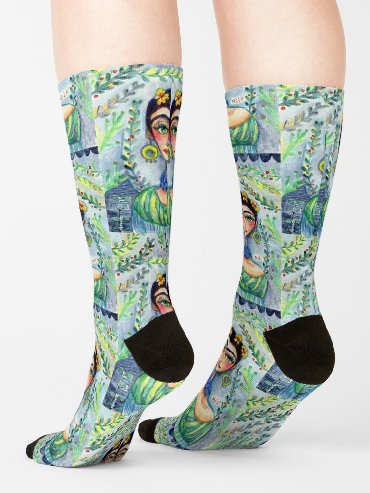 Alternate view of Frida in Blue with Flowers and Berries Socks