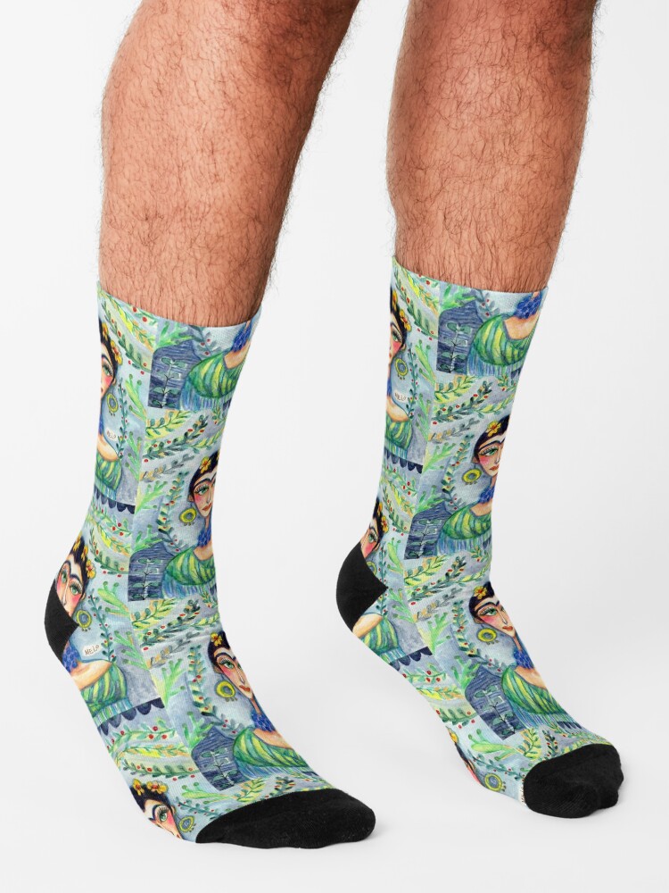 Alternate view of Frida in Blue with Flowers and Berries Socks