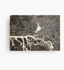 Hamburg map ink lines Metal Print