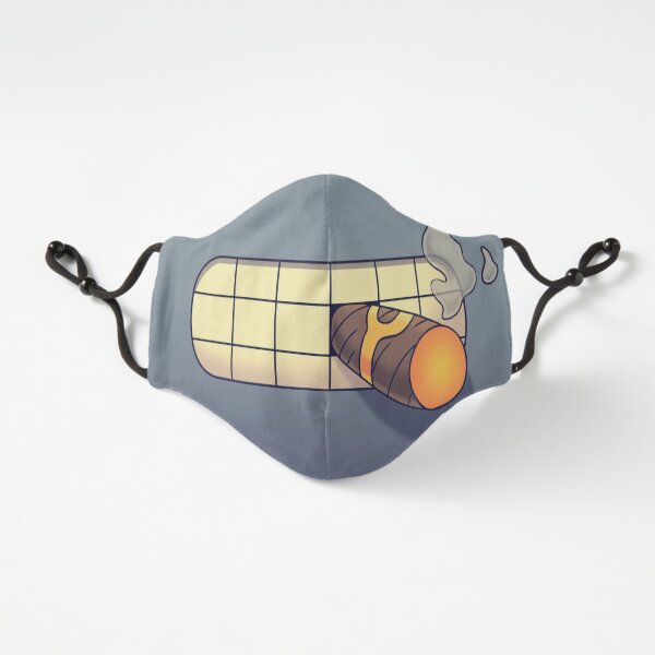 Cartoon Robot Smoking Mask // Funny Mouth, Sci-fi Fitted 3-Layer