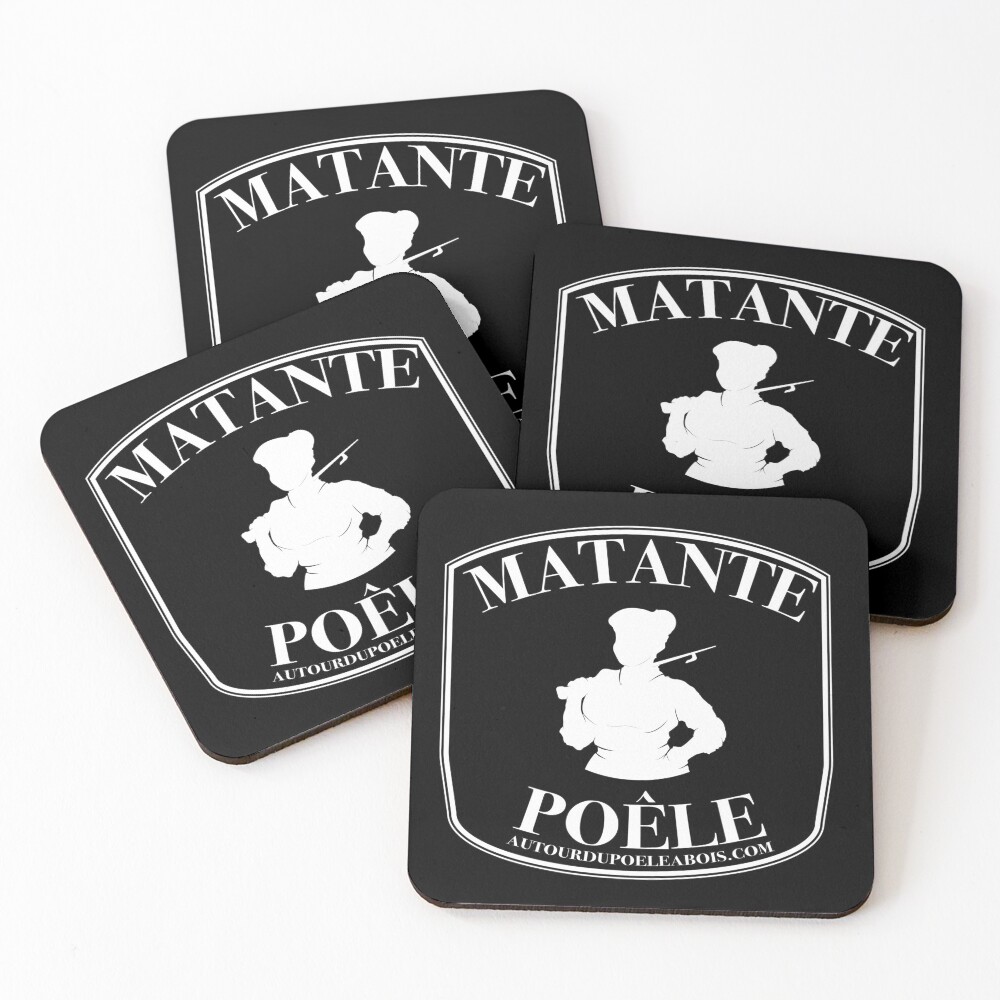 Dessous de verre (lot de 4) « Matante Poêle (blanc)»
