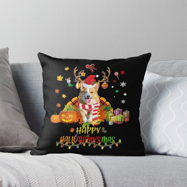 Aperçu de l'œuvre Happy Hallothanksmas Pumpkin Turkey Cadeaux mignons de Corgi. créée et vendue par MinsND.