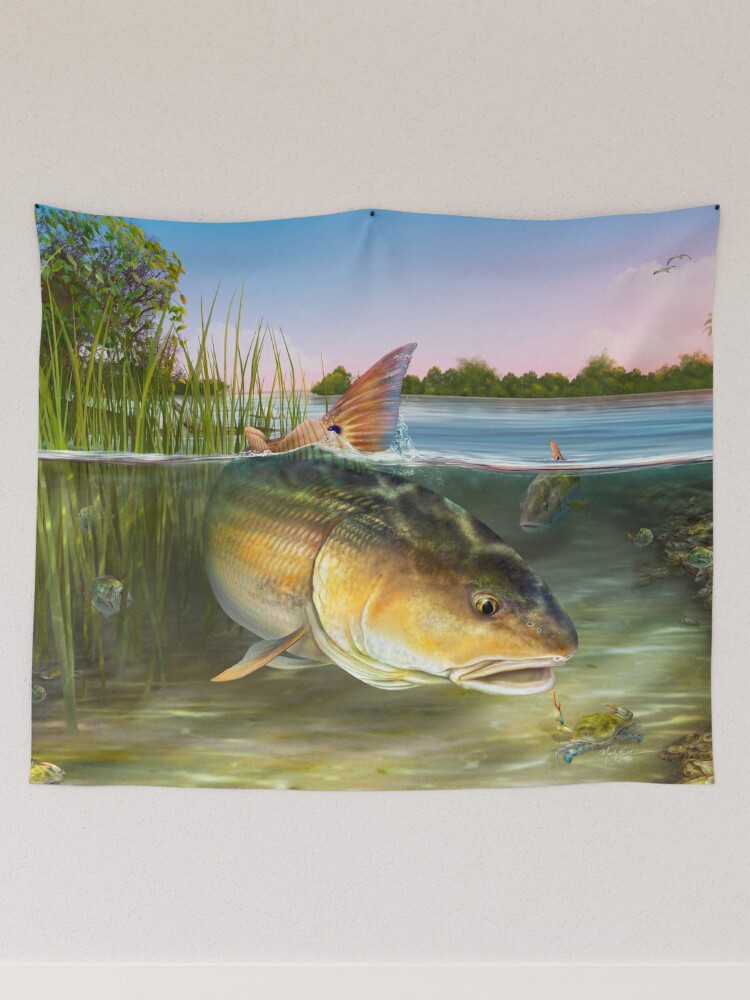 Redfish in the Reeds Tapestry for Sale by markericksonart