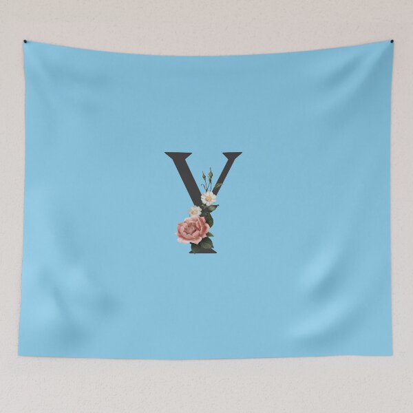 Item preview, Black On Blue Monogram Letter Y | Floral Alphabet designed and sold by SerendipityNow.