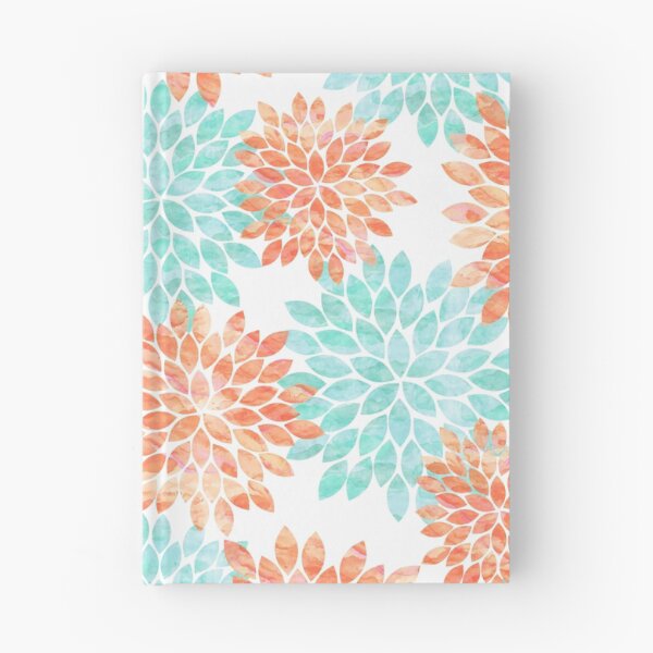 Item preview, aqua and coral flowers designed and sold by SylviaCook.