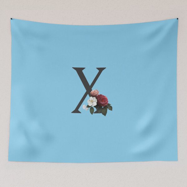 Item preview, Black On Blue Monogram Letter X | Floral Alphabet designed and sold by SerendipityNow.