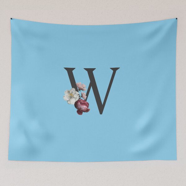 Item preview, Black On Blue Monogram Letter W | Floral Alphabet designed and sold by SerendipityNow.