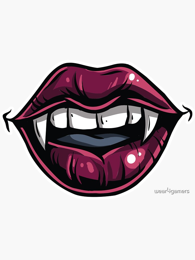 "lips with vampire teeth Sticker" Sticker for Sale by wear4gamers