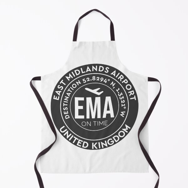 Item preview, EMA airport code sticker EAST MIDLANDS 52.8294 N, 1.3321 W Black designed and sold by AND Sticker.