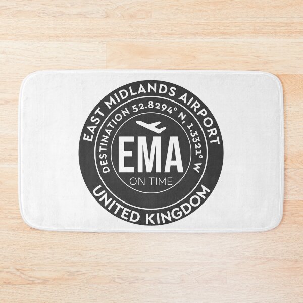 Item preview, EMA airport code sticker EAST MIDLANDS 52.8294 N, 1.3321 W Black designed and sold by AND Sticker.