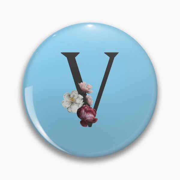 Item preview, Black On Blue Monogram Letter V | Floral Alphabet designed and sold by SerendipityNow.