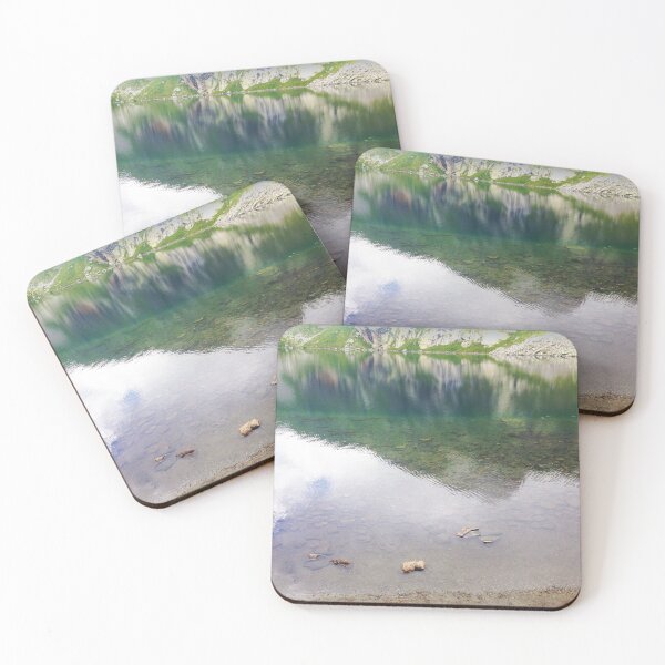 Item preview, Beautiful Water Reflection Seven Rila Lakes Bulgarian Photo Dark Green Background designed and sold by LuckyKermit.
