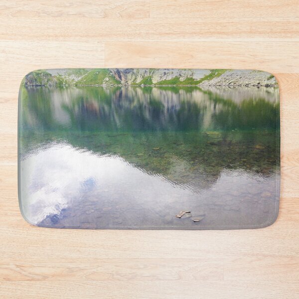 Item preview, Beautiful Water Reflection Seven Rila Lakes Bulgarian Photo Dark Green Background designed and sold by LuckyKermit.