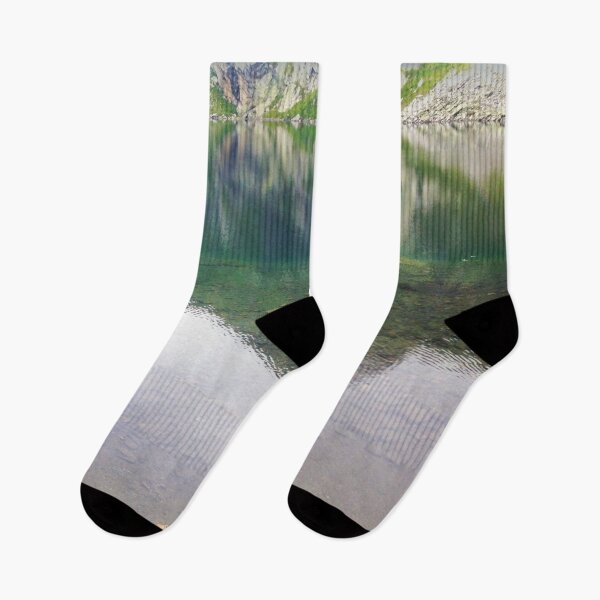 Item preview, Beautiful Water Reflection Seven Rila Lakes Bulgarian Photo Dark Green Background designed and sold by LuckyKermit.