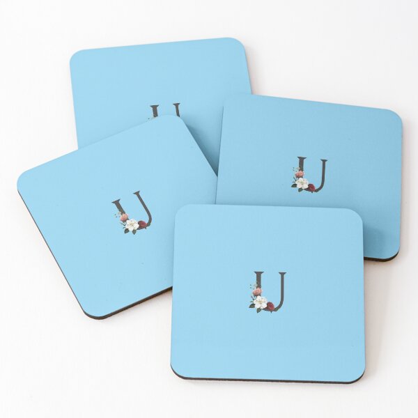Item preview, Black On Blue Monogram Letter U | Floral Alphabet designed and sold by SerendipityNow.