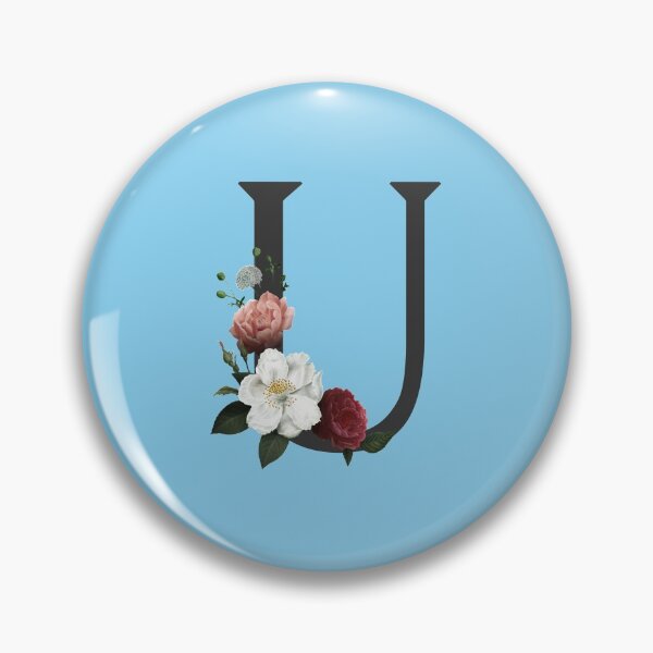 Item preview, Black On Blue Monogram Letter U | Floral Alphabet designed and sold by SerendipityNow.