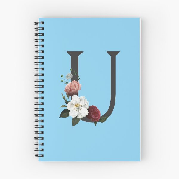 Item preview, Black On Blue Monogram Letter U | Floral Alphabet designed and sold by SerendipityNow.