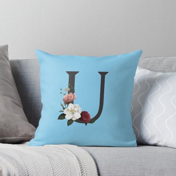 Item preview, Black On Blue Monogram Letter U | Floral Alphabet designed and sold by SerendipityNow.