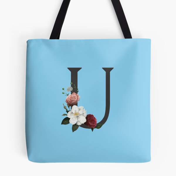 Item preview, Black On Blue Monogram Letter U | Floral Alphabet designed and sold by SerendipityNow.