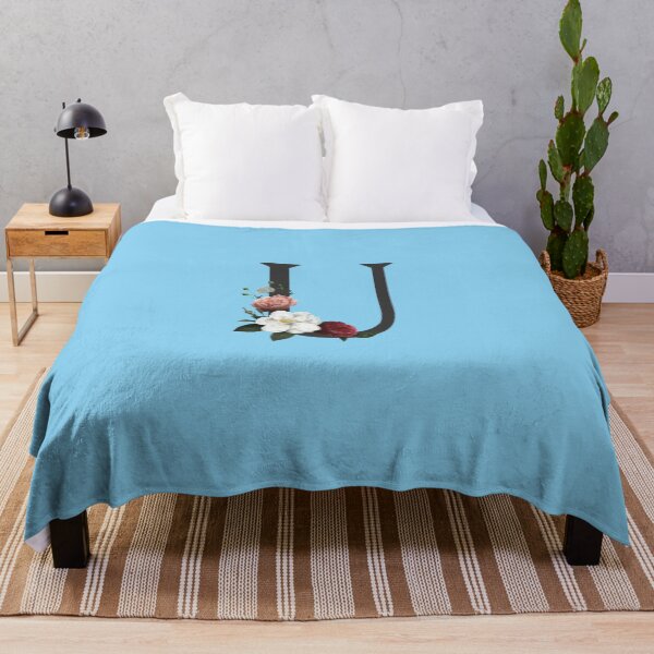 Item preview, Black On Blue Monogram Letter U | Floral Alphabet designed and sold by SerendipityNow.