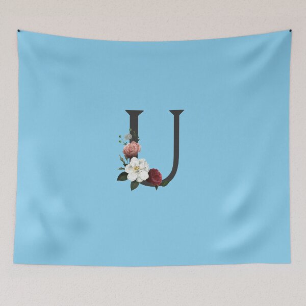 Item preview, Black On Blue Monogram Letter U | Floral Alphabet designed and sold by SerendipityNow.