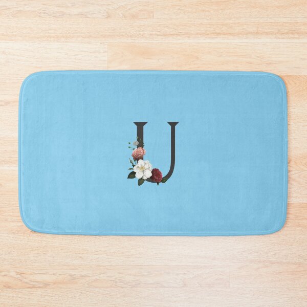 Item preview, Black On Blue Monogram Letter U | Floral Alphabet designed and sold by SerendipityNow.