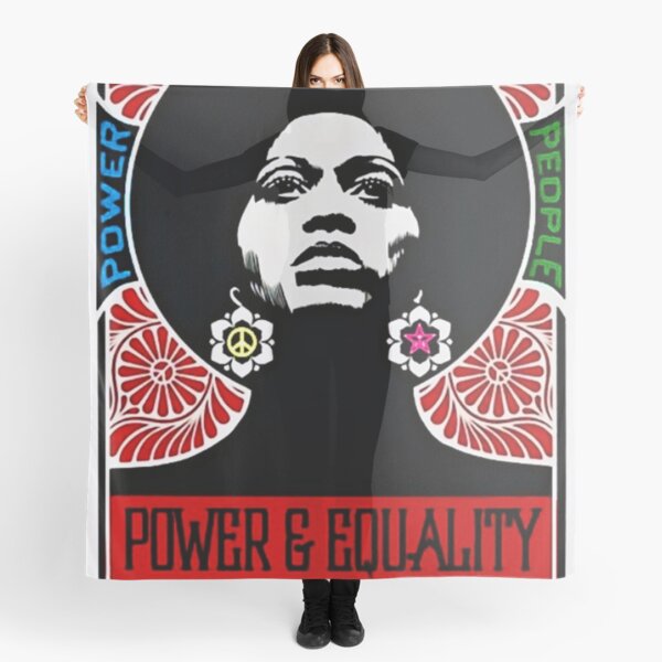 Rainbow Motif - Angela Davis - Power & Equality - Power to the People Vintage Poster Scarf