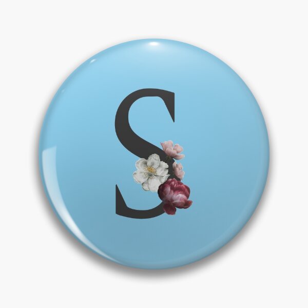 Item preview, Black On Blue Monogram Letter S | Floral Alphabet designed and sold by SerendipityNow.