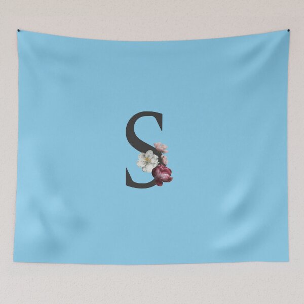 Item preview, Black On Blue Monogram Letter S | Floral Alphabet designed and sold by SerendipityNow.