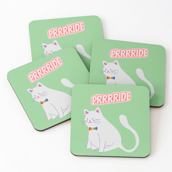 Item preview, Prrrride Cat With A Rainbow Ribbon LGBT In Light Green designed and sold by LuckyKermit.